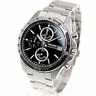 Near Mint Seiko Watch Chronograph Quartz Black Dial SBTR005 Used in Japan