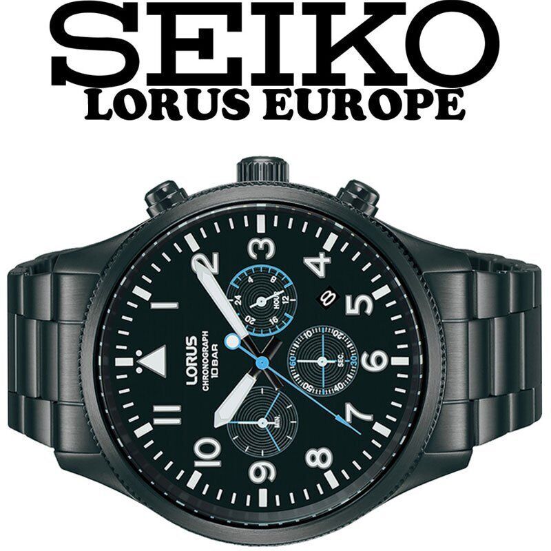 Mint Seiko LORUS Military Whole Body Black Matte Black Chronograph Used  in Japa