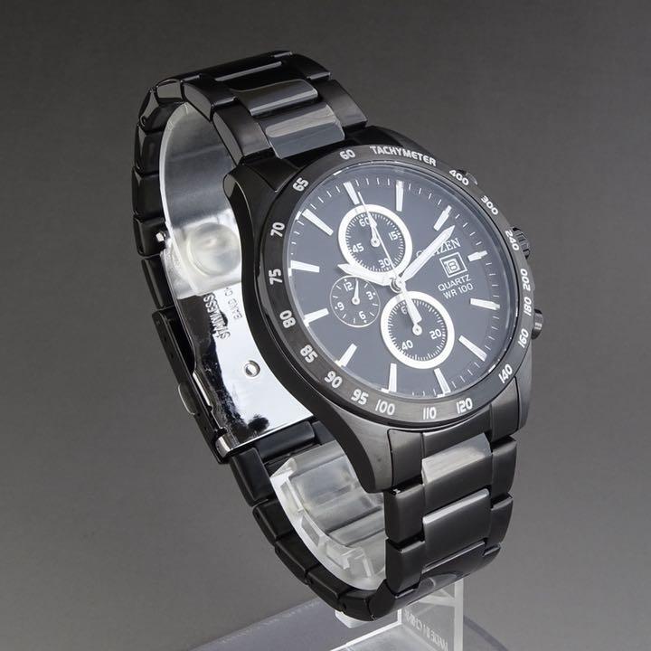 Mint Citizen luxury men's watch Chrono 42mm black dial waterproof From Japan