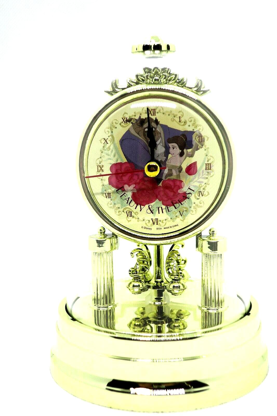 Disney Princess Premium Swing Dome Clock Gold Operation confirmed Used in Japan