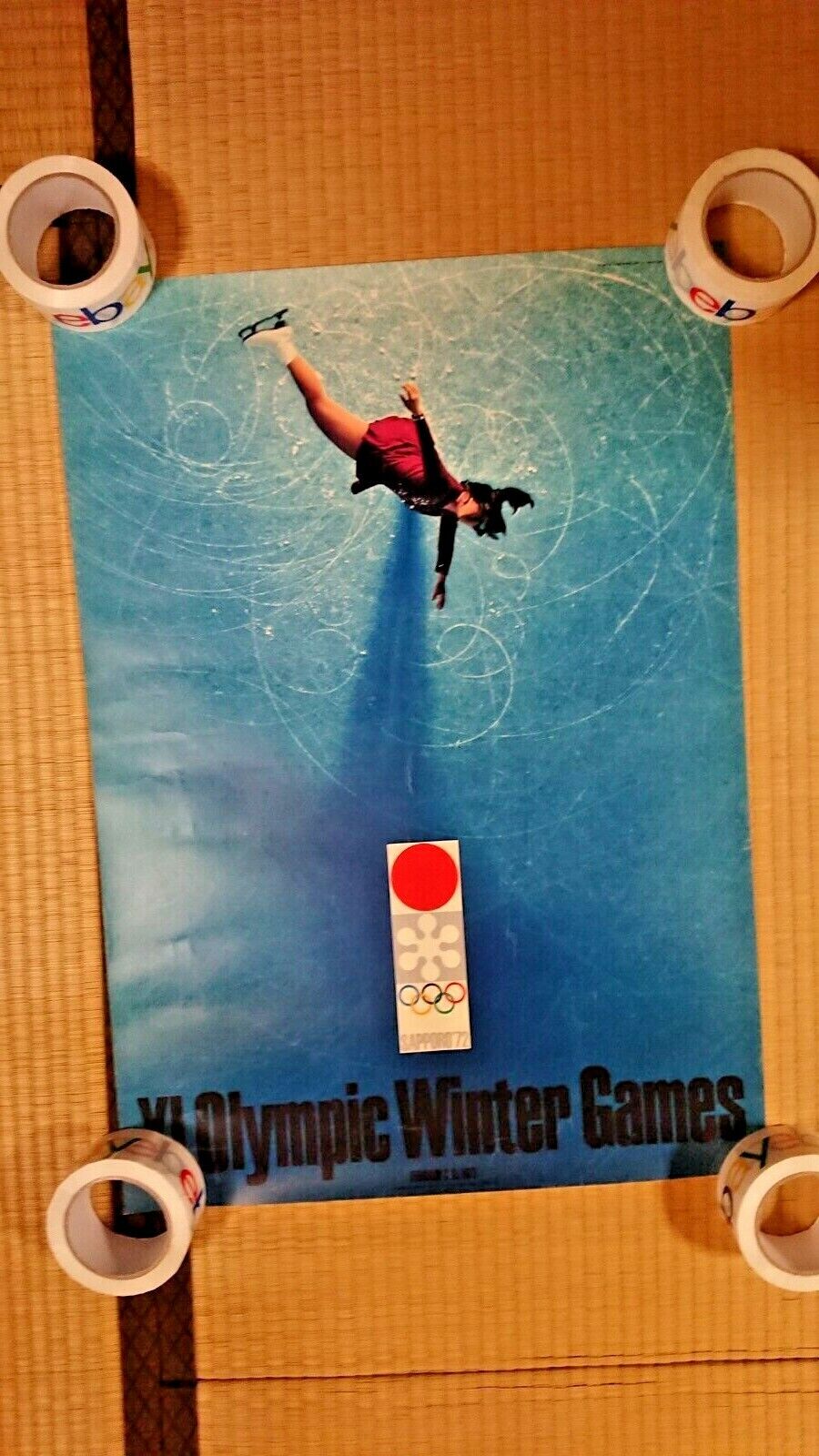 Vintage SAPPORO 1972 WINTER OLYMPICS Poster From Japan with Commemorative Coin 1