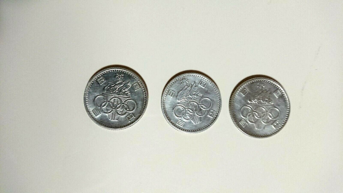 ［Rare] 1964 Tokyo Olympics 100 yen Commemorative Coin Set of 3 From JAPAN