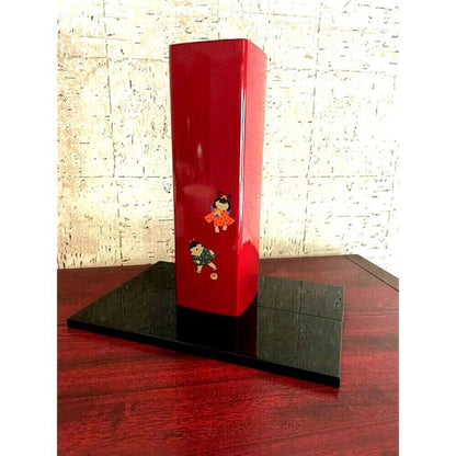 Rare Ikebana Vase with flower arrangement Showa retro red ceramic From Japan