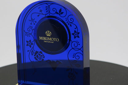 Mikimoto International Rose Pattern Clock Blue NNS-507BE Used in Japan