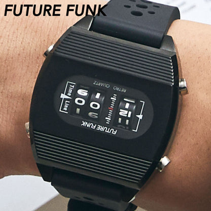 Mint Future Funk Watch Roller Digital Quartz FF104-BK-RB Used in Japan