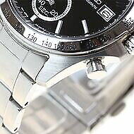 Near Mint Seiko Watch Chronograph Quartz Black Dial SBTR005 Used in Japan