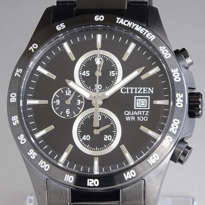 Mint Citizen luxury men's watch Chrono 42mm black dial waterproof From Japan