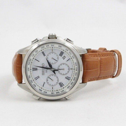 Seiko Watch Dolce Chronograph White Dial Solar Radio SADA039 Used in Japan