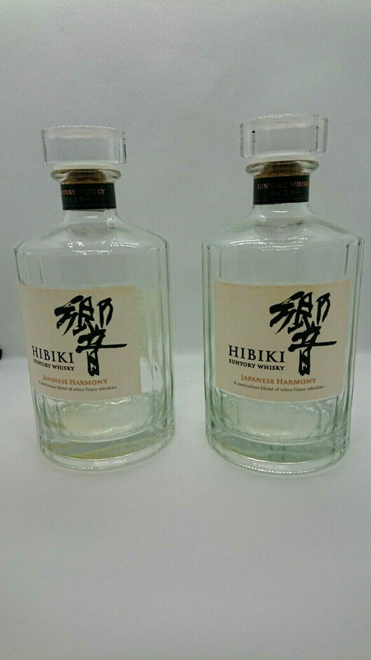 Near Mint SUNTORY Hibiki Japan harmony Whisky Empty Bottle Set of 2 From JAPAN