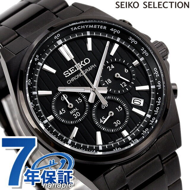 Near Mint Seiko Watch Chronograph Black Dial Quartz SBTR037 Used in Japan