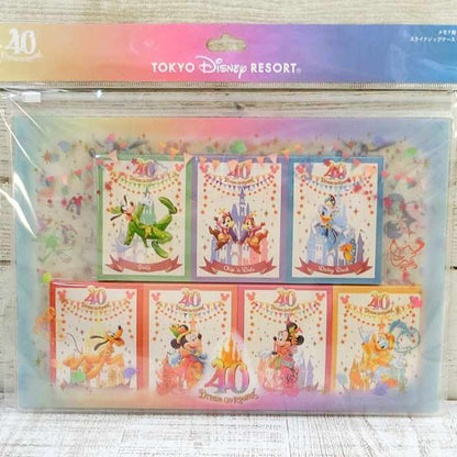 Tokyo Disney Resort 40th Anniversary Memo 7 pieces & Slide Zip Case From Japan