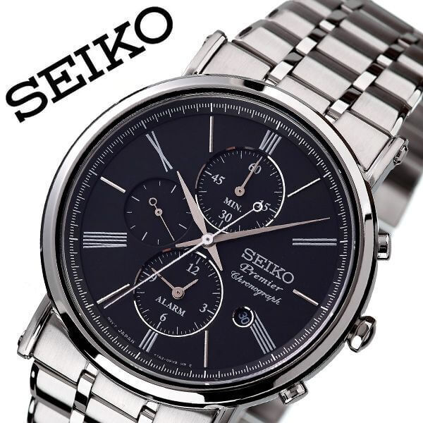 Mint Seiko Watch Premier men's black SNAF75P1 Used in Japan