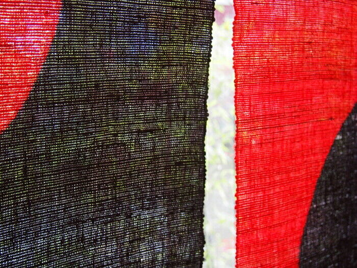 Japanese Noren Genuine thick hemp noren half circle red and black Made in Kyoto