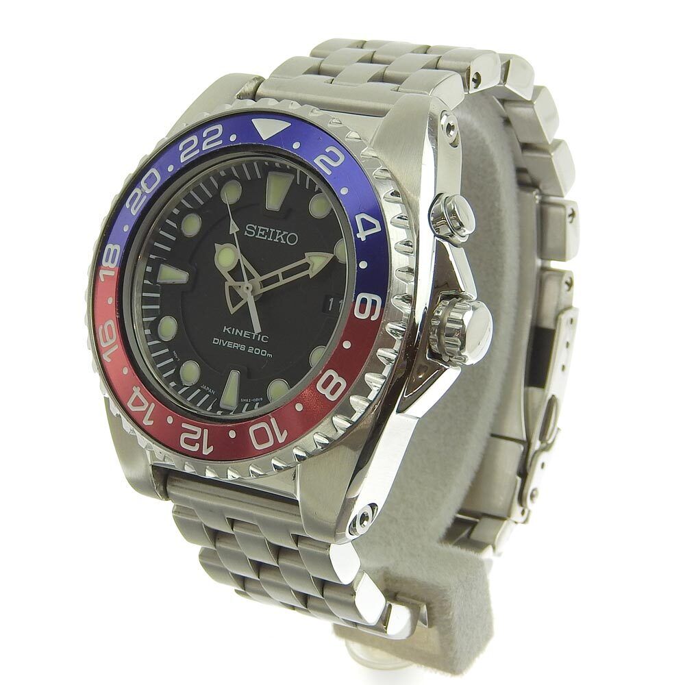 Seiko Kinetic Pepsi Prospex Divers Men's Quartz Red/Blue Bezel 5M62 0BL0 Used