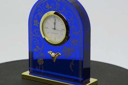 Mikimoto International Rose Pattern Clock Blue NNS-507BE Used in Japan