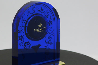 Mikimoto International Rose Pattern Clock Blue NNS-507BE Used in Japan