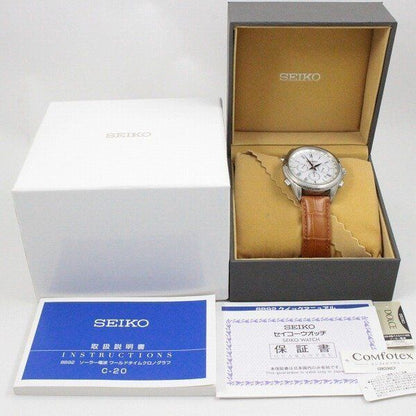 Seiko Watch Dolce Chronograph White Dial Solar Radio SADA039 Used in Japan