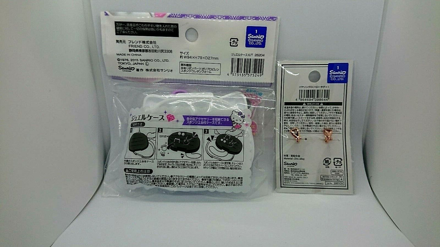 hello kitty Jewel case with hello kitty earrings from Japan  free shipping