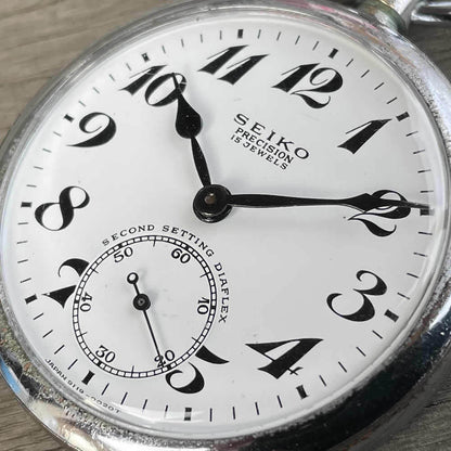 Used Overhauled Seiko Railroad Watch Pocket Watch 9119-0020T 15 stone From Japan