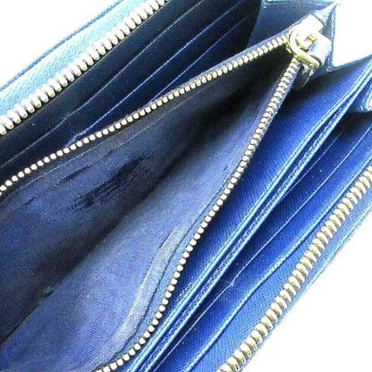 [USED]PRADA Saffiano Round Zipper Long Wallet  Navy From Japan F/S