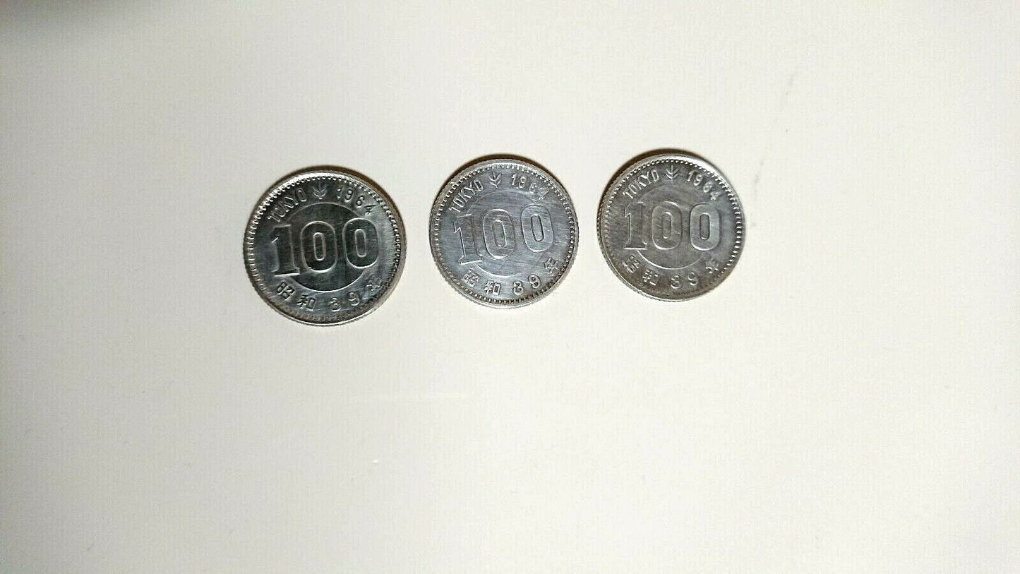 ［Rare] 1964 Tokyo Olympics 100 yen Commemorative Coin Set of 3 From JAPAN