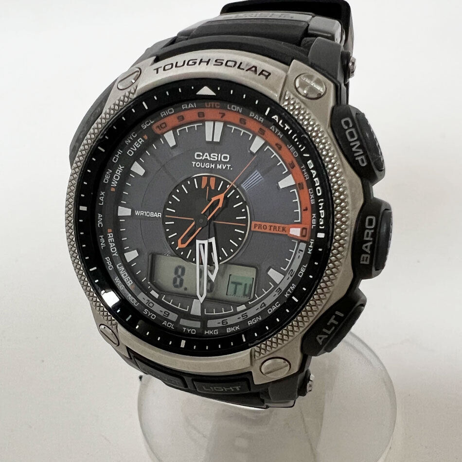 CASIO watch Protrek Tough Solar electric wave men's PRW-5000 Used in Japan