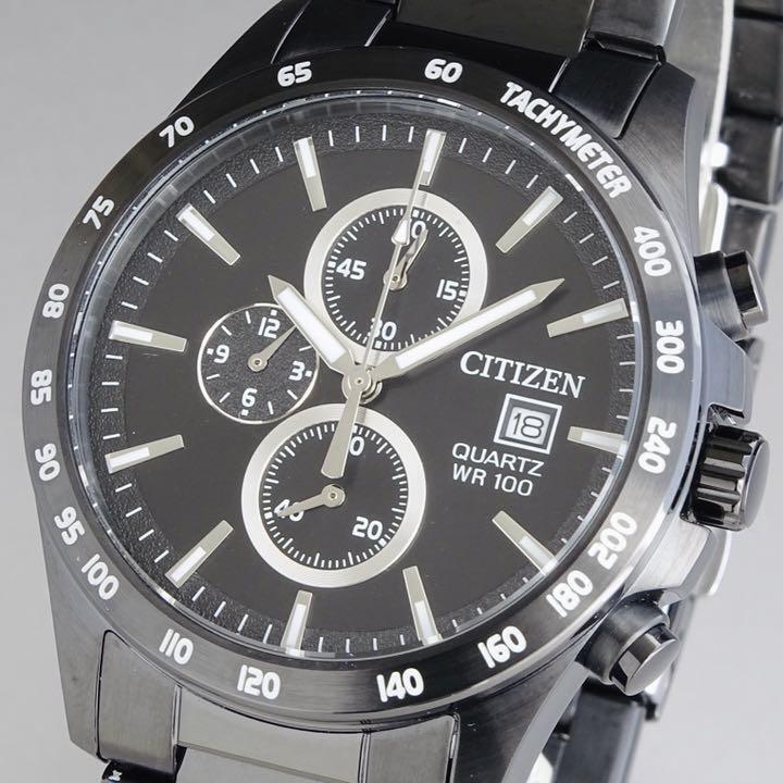 Mint Citizen luxury men's watch Chrono 42mm black dial waterproof From Japan