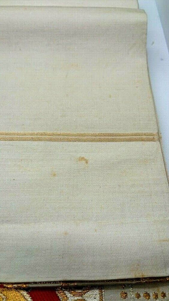 Japanese Vintage obi silk use of gilt and silver thread Lucky patten F/S