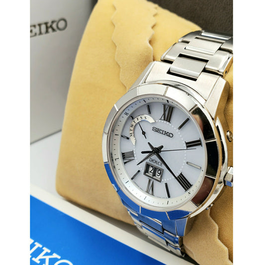 Seiko Watch Dolce Big Date Radio Wave Solar SADA005 8B43-0AG0 Used in Japan