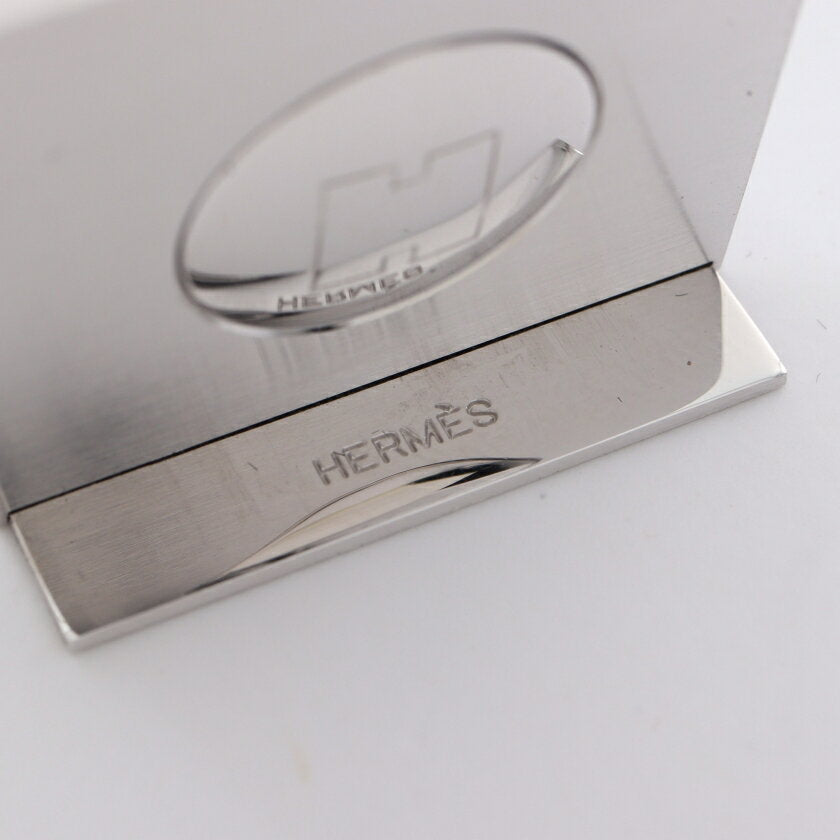 Hermes Photo Stand Paperweight Accessory SS Silver Used in Japan F/S