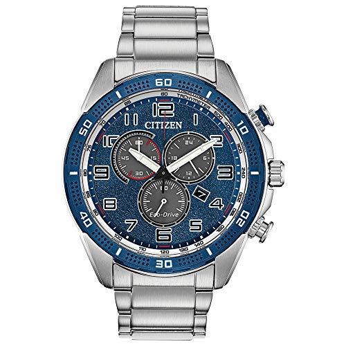 Citizen Watch Men's Steel Bracelet & Case Eco-Drive Blue Dial Chronograph Used