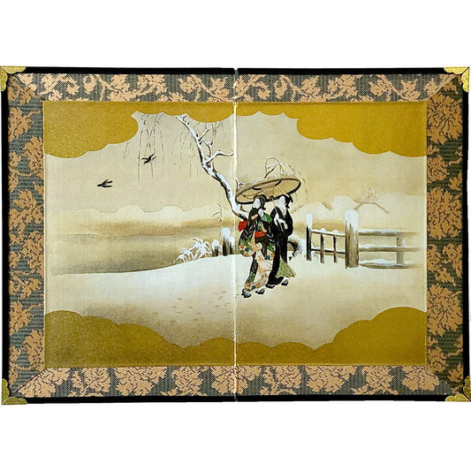 New Mini folding screen Bijinga Snow Love Japanese masterpiece From Japan