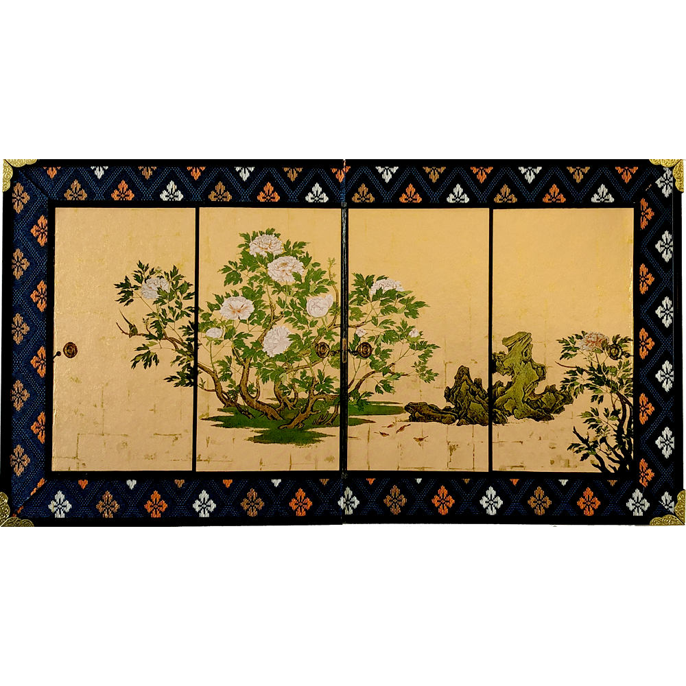 New Mini folding screen Daikakuji botan-zu Kano Sanraku From Japan