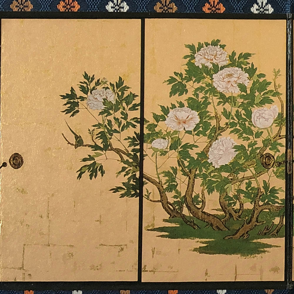 New Mini folding screen Daikakuji botan-zu Kano Sanraku From Japan