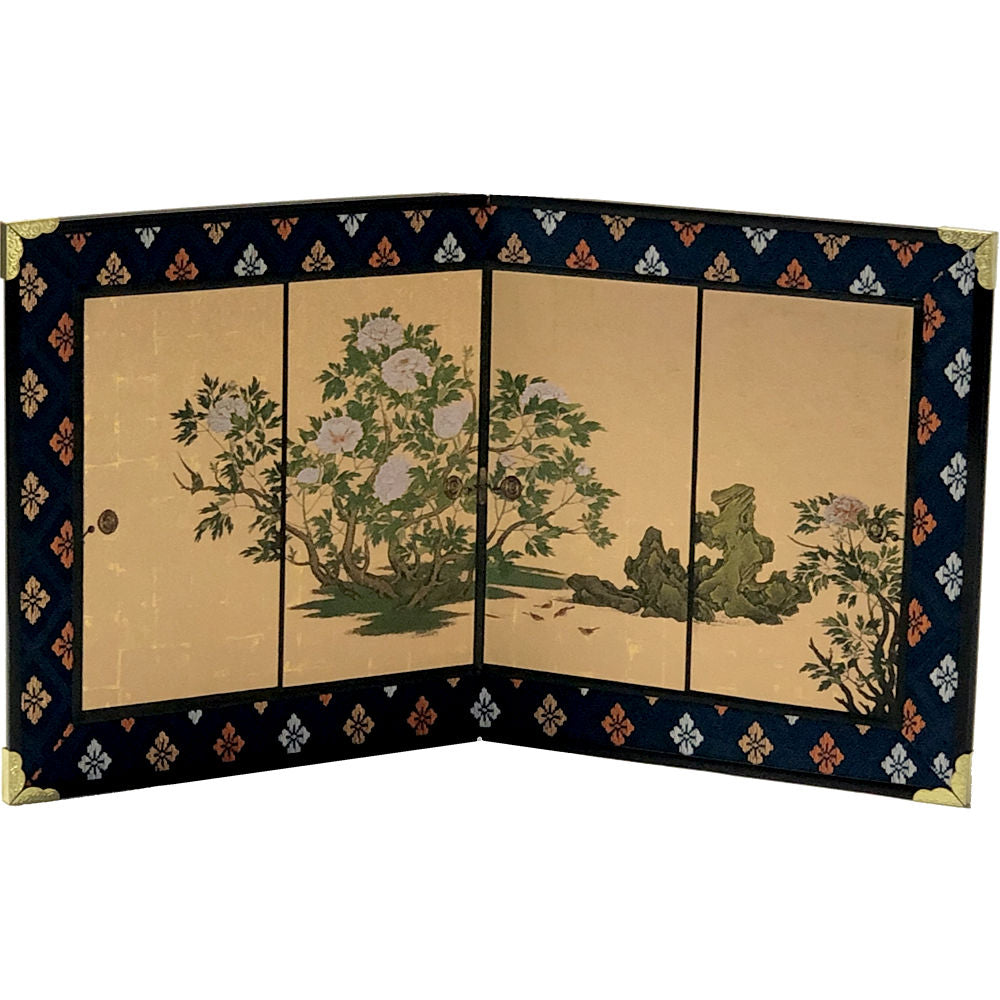 New Mini folding screen Daikakuji botan-zu Kano Sanraku From Japan