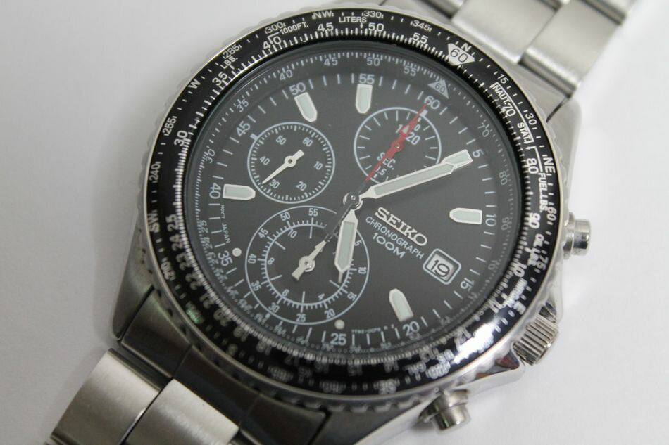 Seiko Watch 7T92-0CF0 Chronograph Men's Quartz Used in Japan