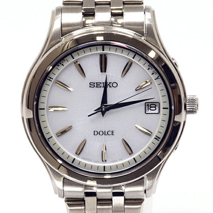 Seiko Watch Dolce White Dial Solar Radio Wave 7B24-0AV0 Used in Japan