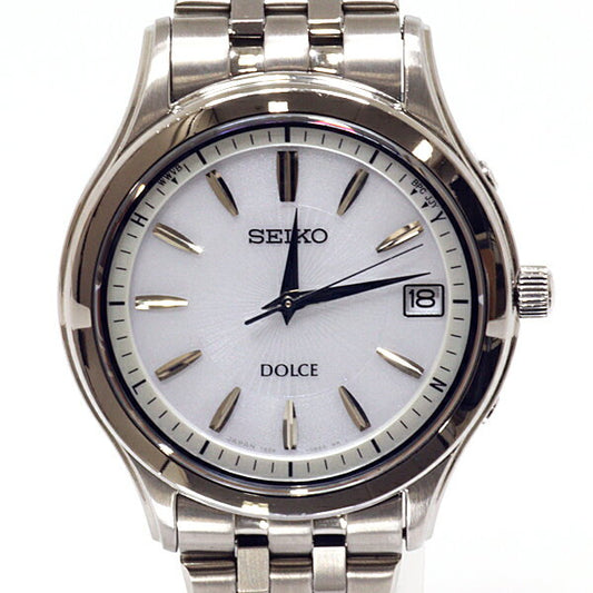 Seiko Watch Dolce White Dial Solar Radio Wave 7B24-0AV0 Used in Japan