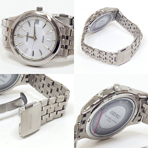 Seiko Watch Dolce White Dial Solar Radio Wave 7B24-0AV0 Used in Japan