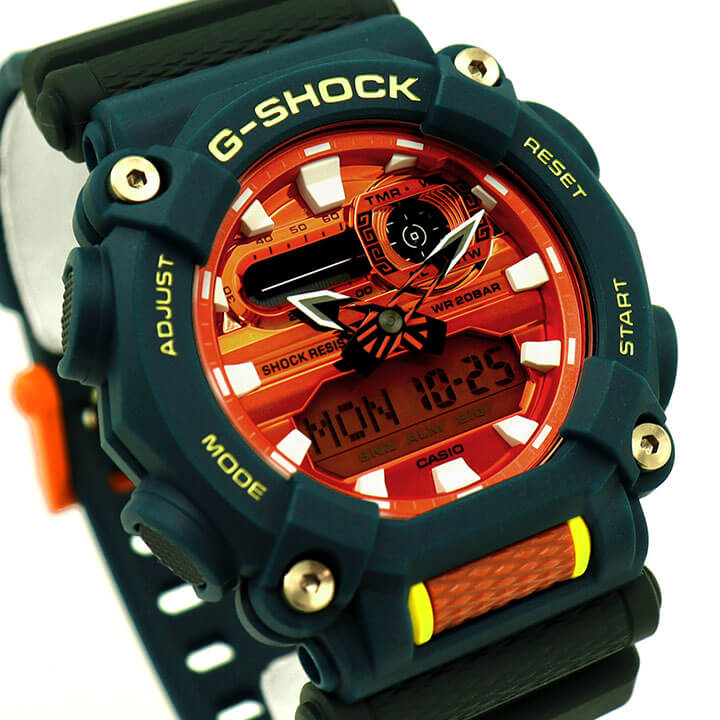 Near Mint Casio Watch G-Shock Quartz Orange Green GA-900DBR-3A Used in Japan