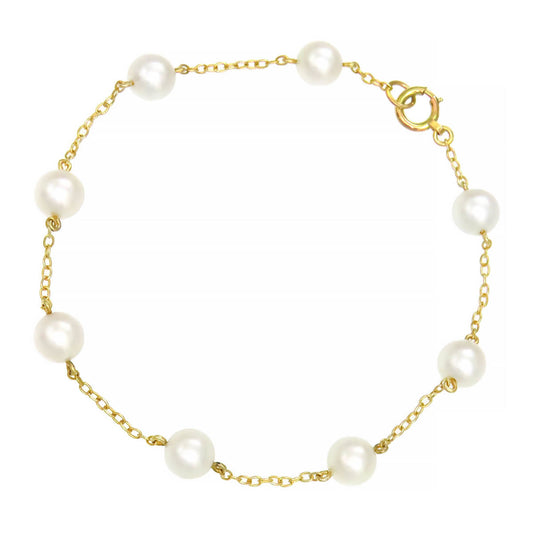 MIKIMOTO Akoya Pearl Station Bracelet K14 (K14YG) Women's Used in Japan