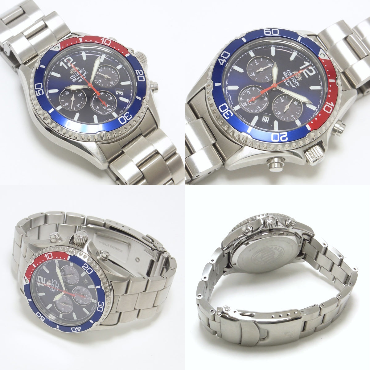 Orient Mako Watch Chronograph Solar Power RN-TX0201L Quartz Men's Used in Japan