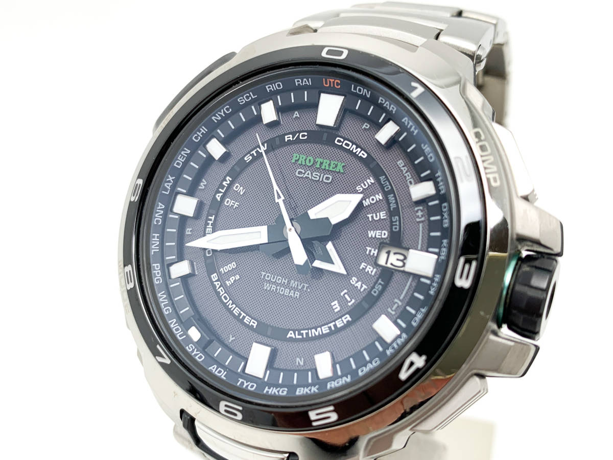 Casio Watch G-Shock ProTrek PRX-7000T Titanium Radio Solar Used in Japan