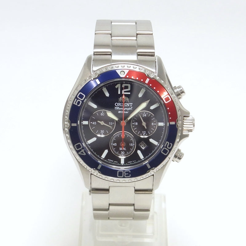 Orient Mako Watch Chronograph Solar Power RN-TX0201L Quartz Men's Used in Japan