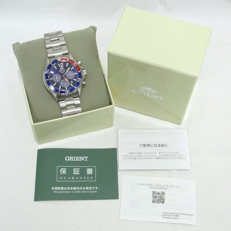 Orient Mako Watch Chronograph Solar Power RN-TX0201L Quartz Men's Used in Japan