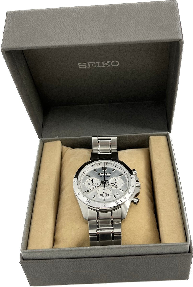 Near Mint Seiko Watch Spirit Men's Quartz Chronograph Date Stainless Steel Watch