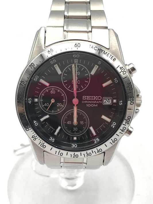Seiko Solar watch analog BLK V172-0AJ 0Chronograph Used in Japan