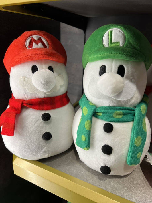 Super Mario Bros. Universal Studio Japan Limited Mario Luigi Snowman Plushie Set