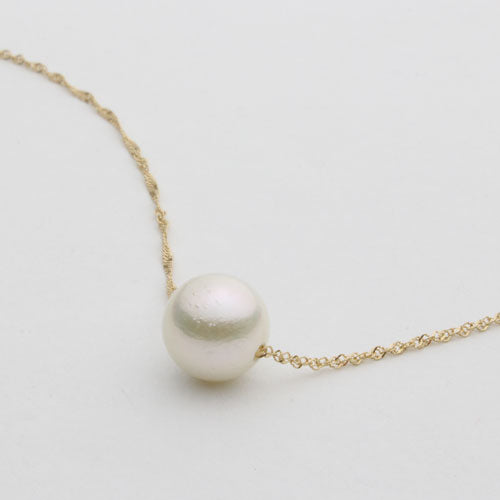 Akoya pearl 18k gold pendant necklace k18 8.0mm white Akoya genuine pearl New