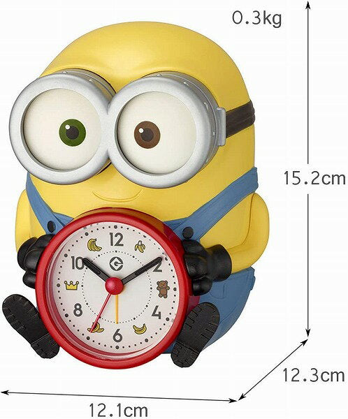 Rhythm Clock Minion/Bob Table Clock Alarm Yellow From Japan